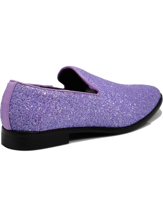 Men\'s Lavender Vintage Glitter Loafers Slip On Tuxedo Dress Party Classic Shoes main image 6